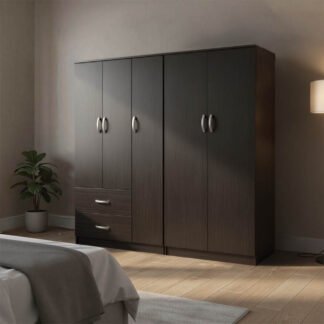 Ντουλάπα πεντάφυλλη Athos Ι pakoworld wenge 170x42x180εκ