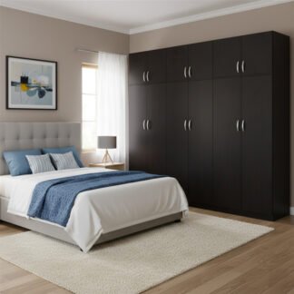 Ντουλάπα εξάφυλλη με πατάρι Athos ΙΙ pakoworld wenge 240x42x240εκ