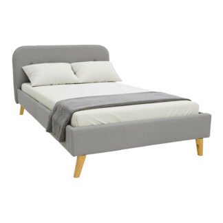 Κρεβάτι LumiLux pakoworld ύφασμα σε γκρι απόχρωση 160x200εκ