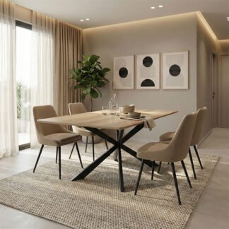 Τραπέζι Aragne pakoworld sonoma mdf με μαύρα μεταλλικά πόδια 160x90x75εκ