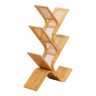 Βιβλιοθήκη Tome pakoworld μπαμπού σε φυσική απόχρωση 63x20x92εκ