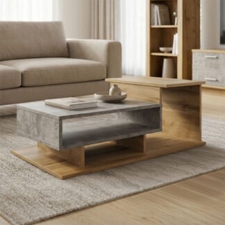 Τραπέζι σαλονιού Nuvele pakoworld γκρι-sonoma 90x50x35εκ