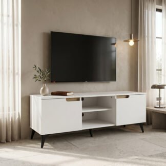 Έπιπλο τηλεόρασης Kemvio pakoworld  sonoma-λευκό 120x38x44εκ