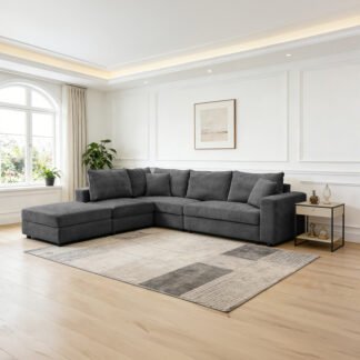 Πολυμορφικός καναπές Navaro pakoworld ύφασμα ανθρακί 281x256x85εκ