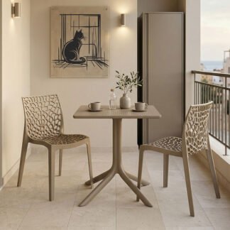 Τραπεζαρία Groovy Hush pakoworld σετ 3τεμ cappuccino PP 60x60x76εκ
