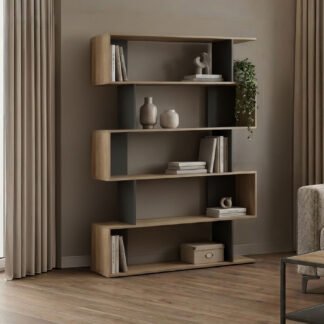 Βιβλιοθήκη Tetri pakoworld sonoma-ανθρακί 121.8x25.4x158.8εκ