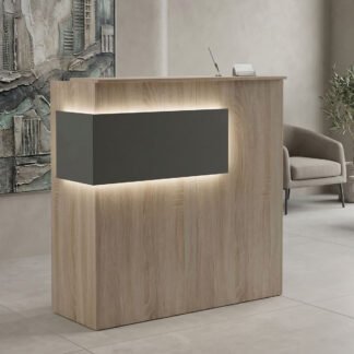 Γραφείο reception Optima pakoworld με led sonoma-ανθρακί 110x40x110εκ