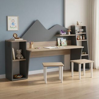 Παιδικό γραφείο με σκαμπο Dualto pakoworld sonoma-ανθρακί 180x30x93.6εκ