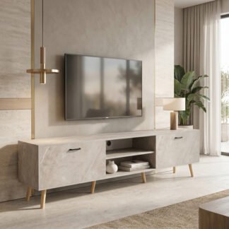 Έπιπλο τηλεόρασης Gorna pakoworld μπεζ εφέ μαρμάρου 180x35x48.6εκ