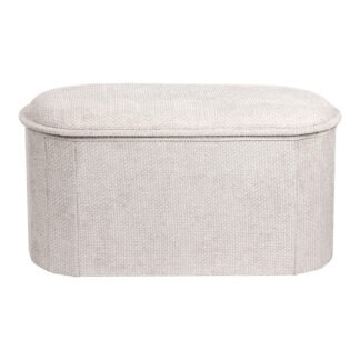 Σκαμπό-μπαούλο Trebia pakoworld κρεμ ύφασμα 76x38x38εκ