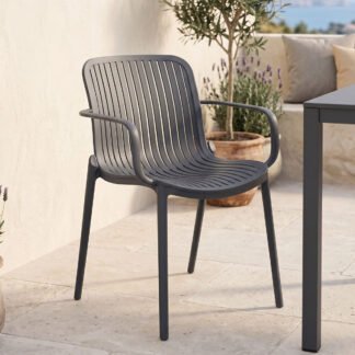 Πολυθρόνα Teragi στοιβαζόμενη pakoworld pp με UV protection ανθρακί 59x57x82εκ