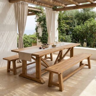 Τραπέζι Smarious pakoworld teak ξύλο σε φυσική απόχρωση 250x100x78εκ