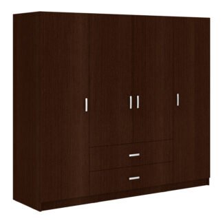 Ντουλάπα τετράφυλλη Royal pakoworld με συρτάρια wenge 200x58x177εκ