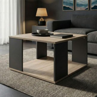 Τραπέζι σαλονιού Zelegan pakoworld sonoma-ανθρακί 60x60x39εκ