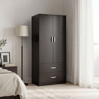 Ντουλάπα δίφυλλη με 2 συρτάρια Alvia pakoworld wenge 80x51.5x180εκ