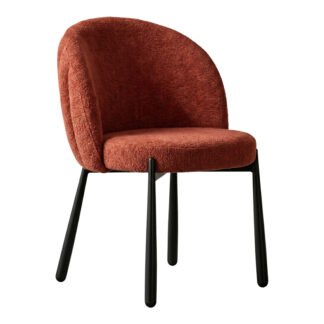 Καρέκλα Denna pakoworld ύφασμα terracotta-μαύρα μεταλλικά πόδια 52x60x85εκ