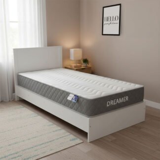 Κρεβάτι με στρώμα Athos-Dreamer pakoworld λευκό 90x190εκ