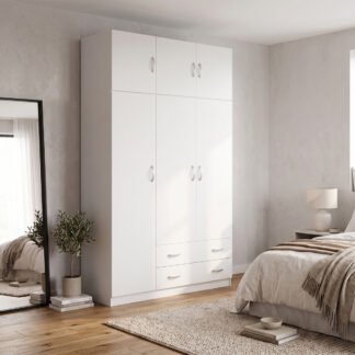 Ντουλάπα τρίφυλλη με πατάρι Alvia pakoworld λευκό 150x51x240εκ