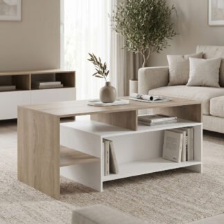 Τραπέζι σαλονιού Consa pakoworld sonoma - λευκό 120x60x53.6εκ