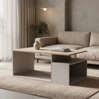 Τραπέζι σαλονιού Wendo pakoworld taupe-sonoma 91x37x50εκ