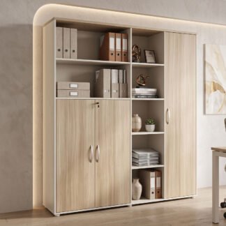 Βιβλιοθήκη γραφείου Stark pakoworld σε oak-μπεζ απόχρωση 160x40x200εκ