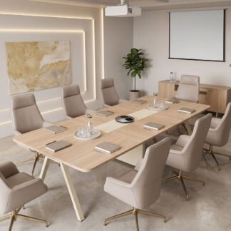 Τραπέζι συνεδριάσεων Stark pakoworld σε oak-μπεζ απόχρωση 240x120x75εκ